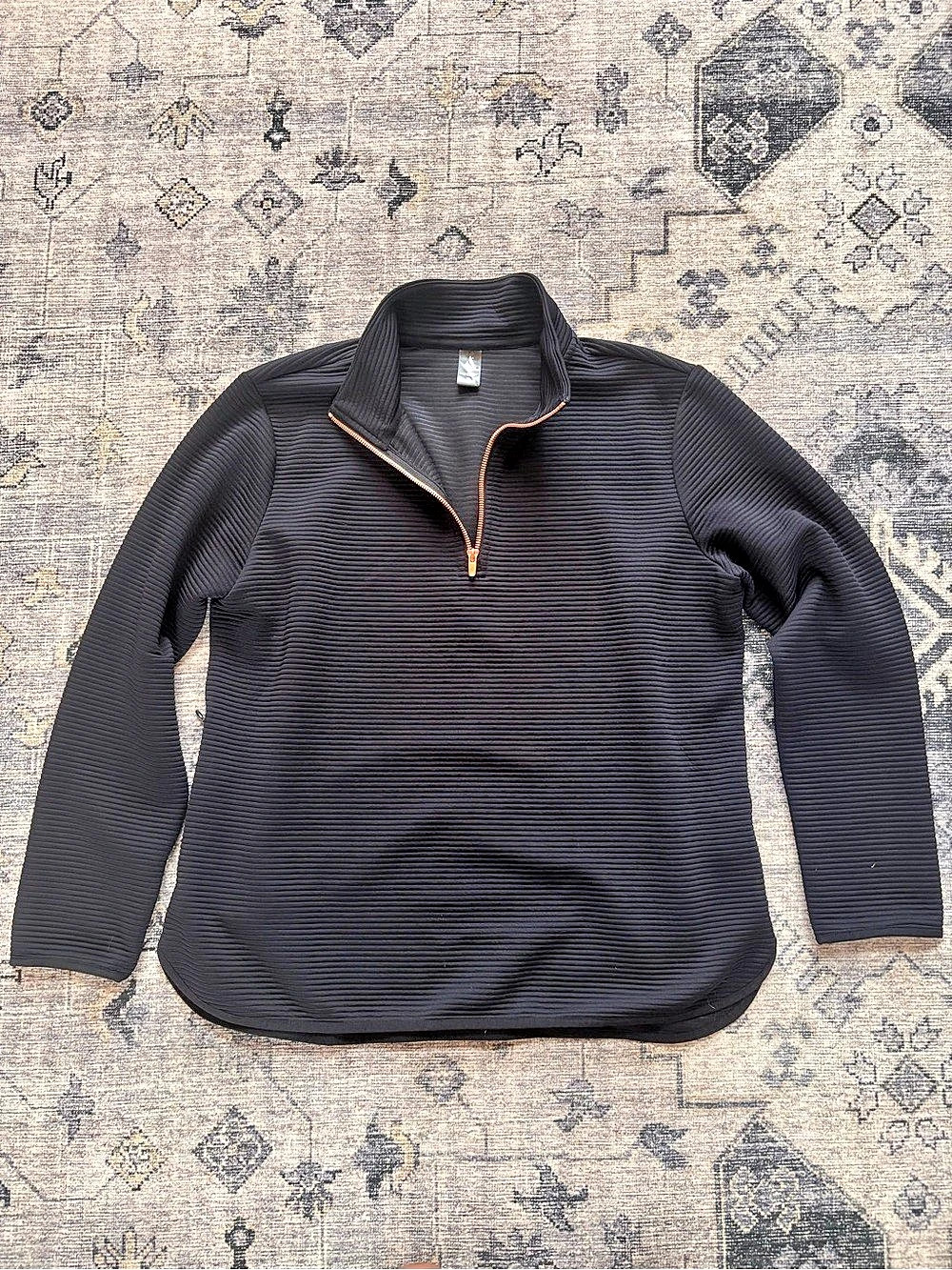 Skechers GO LUXE Rib 1/4 Zip Pullover Black Quarter-Zip Size XL